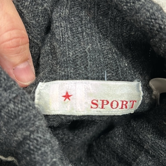 Vintage 80s 90s LT Sport Pure New Wool Gray Fair Isle Turtleneck Sweater - M - Picture 8 of 9